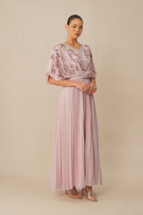 Endless Elegance Pink Sequin Embellished Batwing Sleeve Maxi Dress