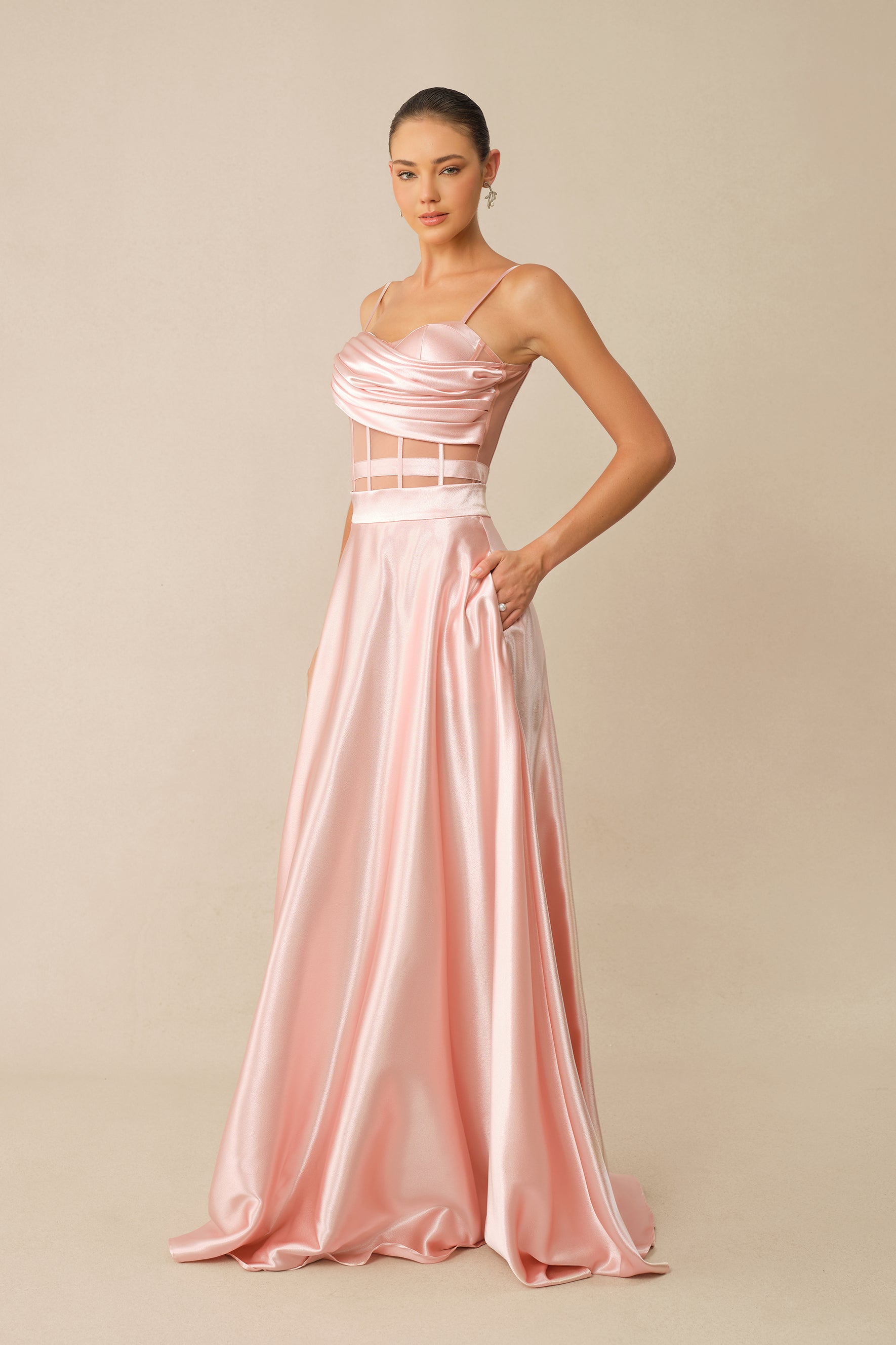 Sweet Aura Pink Corset Off Shoulder Top & Satin Skirt Set