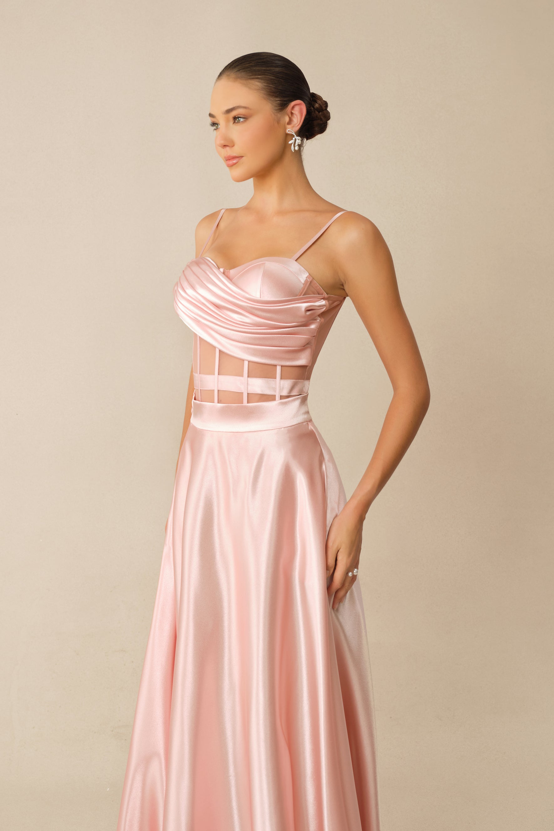 Sweet Aura Pink Corset Off Shoulder Top & Satin Skirt Set