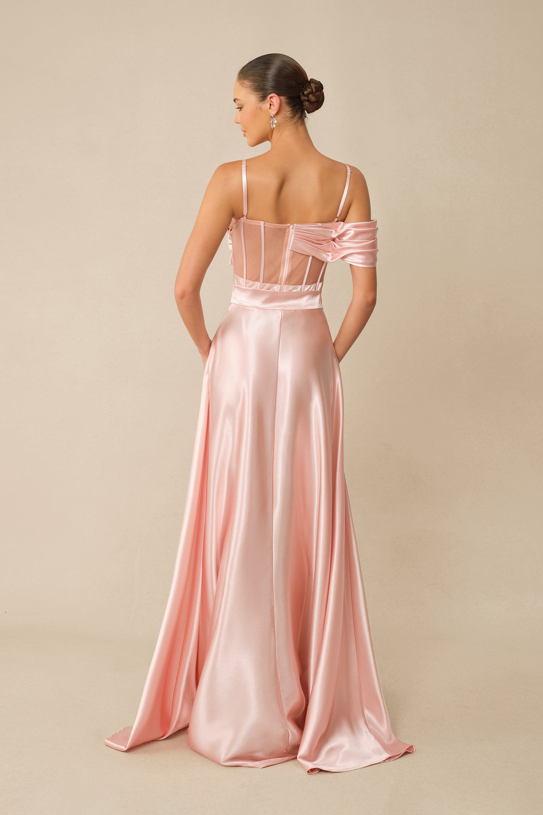Sweet Aura Pink Corset Off Shoulder Top & Satin Skirt Set