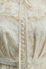 Floral Dream Beige Lace Embroidered Tiered Ruffle Maxi Dress