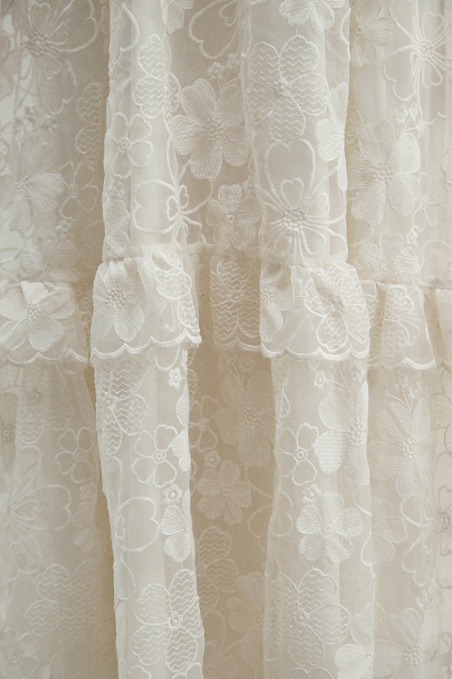 Floral Dream Beige Lace Embroidered Tiered Ruffle Maxi Dress