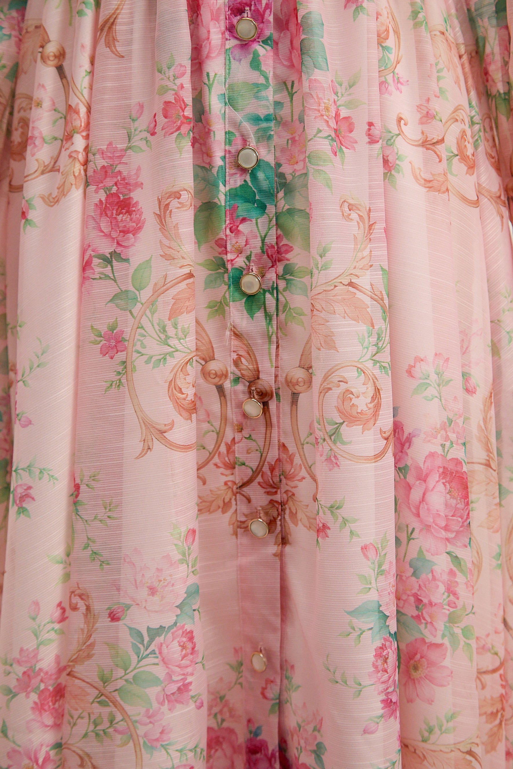 Vivid Daydream Pink Floral Print Rhinestone Belt Maxi Dress