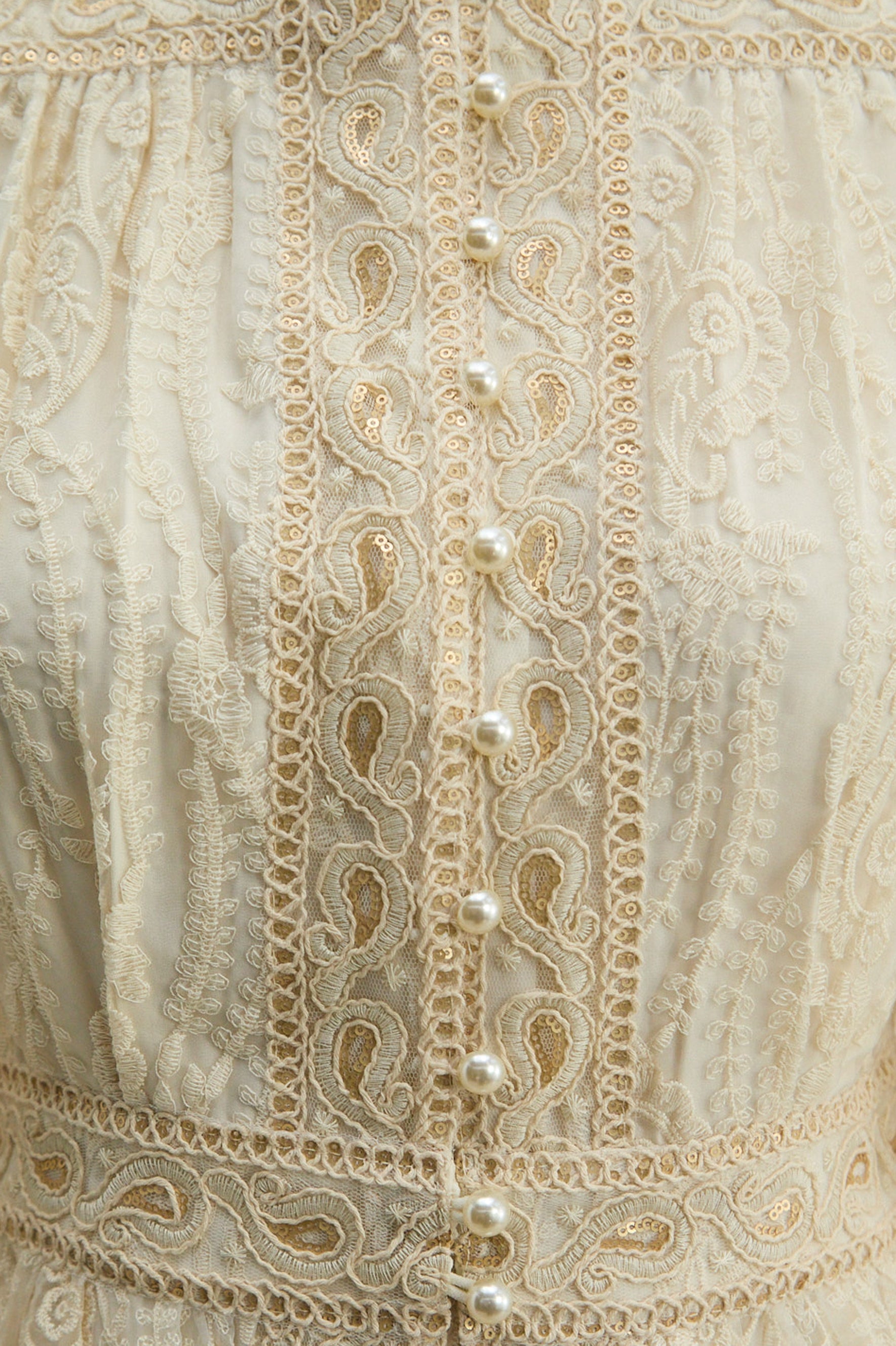 Attracted To You Beige Lace Stand Collar Lace Maxi Dress