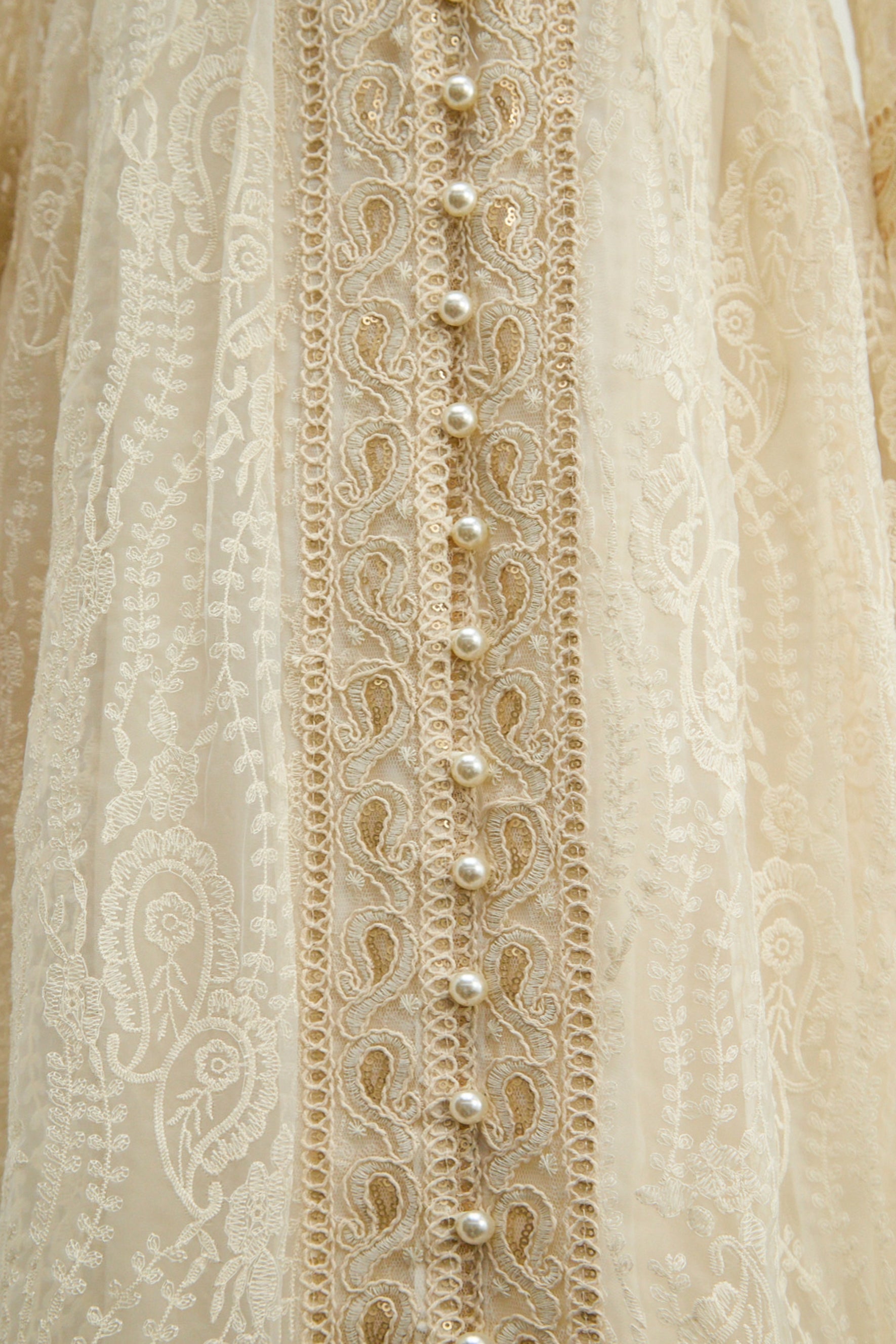 Attracted To You Beige Lace Stand Collar Lace Maxi Dress