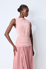 Forever In My Heart Pink Ruched Bodice Pleated Maxi Dress
