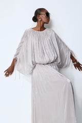 Daydreamers Grey Draped Gathered Maxi Dress