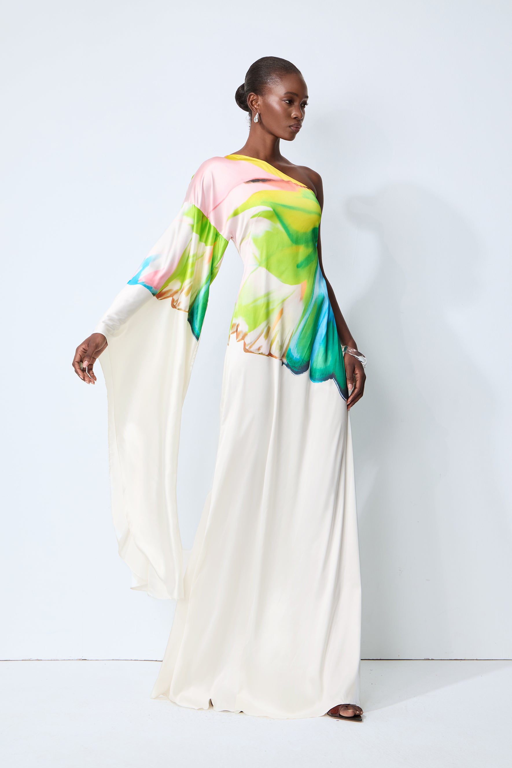 Bernice Printed Single Sleeve Maxi Dress