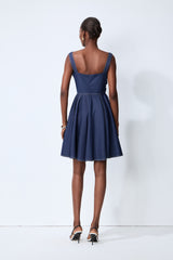 Bring The Style Blue Sleeveless Crisscross Waist Denim Mini Dress