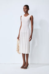 Love Letter White Sleeveless Ribbed Knit Midi Dress