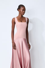 Love This Feeling Pink Square Neck Sleeveless Satin Maxi Dress