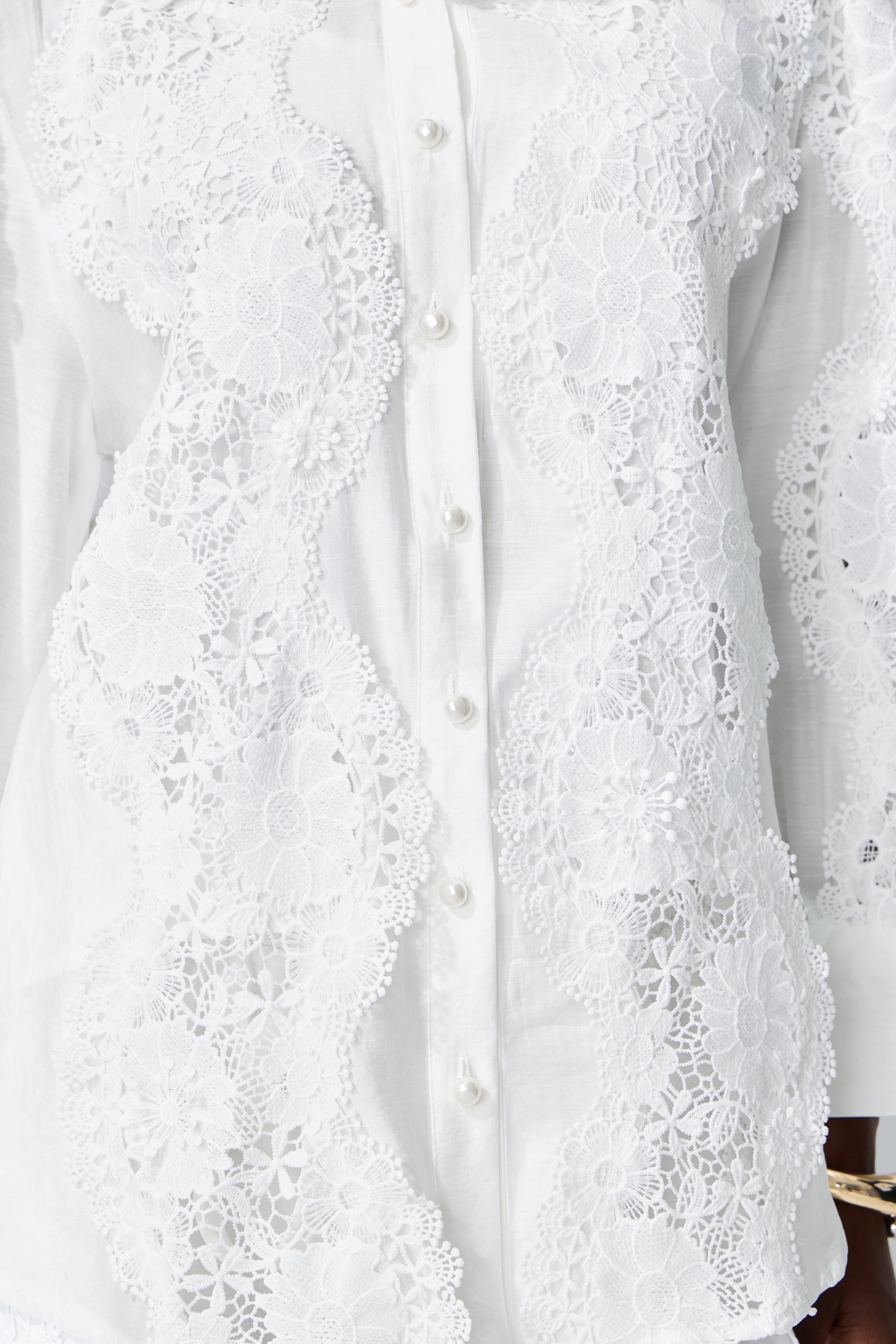 Life Goals White Lace Panel Shirt & Wide Leg Pants Set