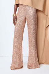Immaculate Chicness Khaki Satin Cape Top & Sequin Pants Set