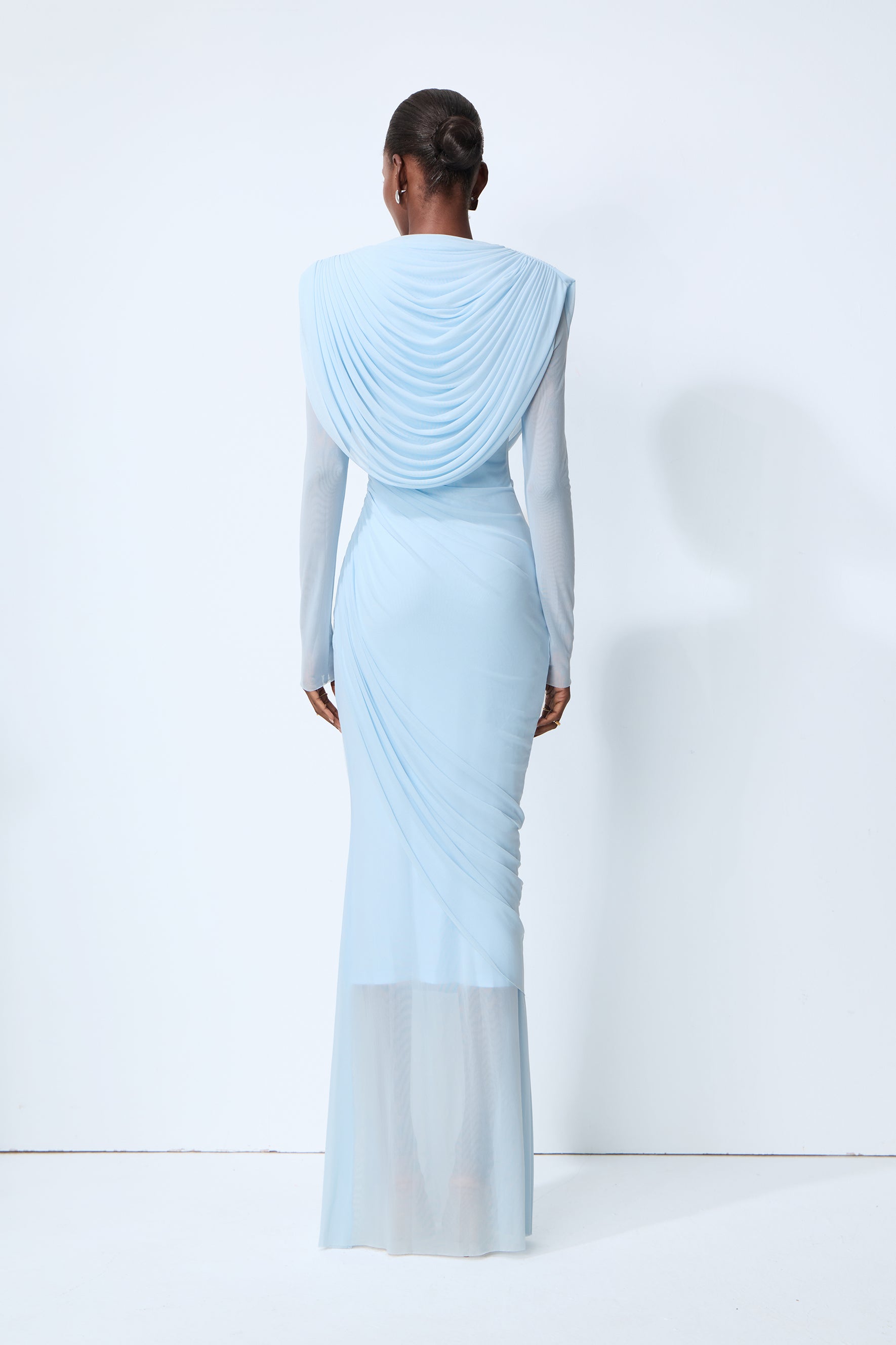 One Last Dance Blue Cowl Neck Long Sleeve Maxi Dress