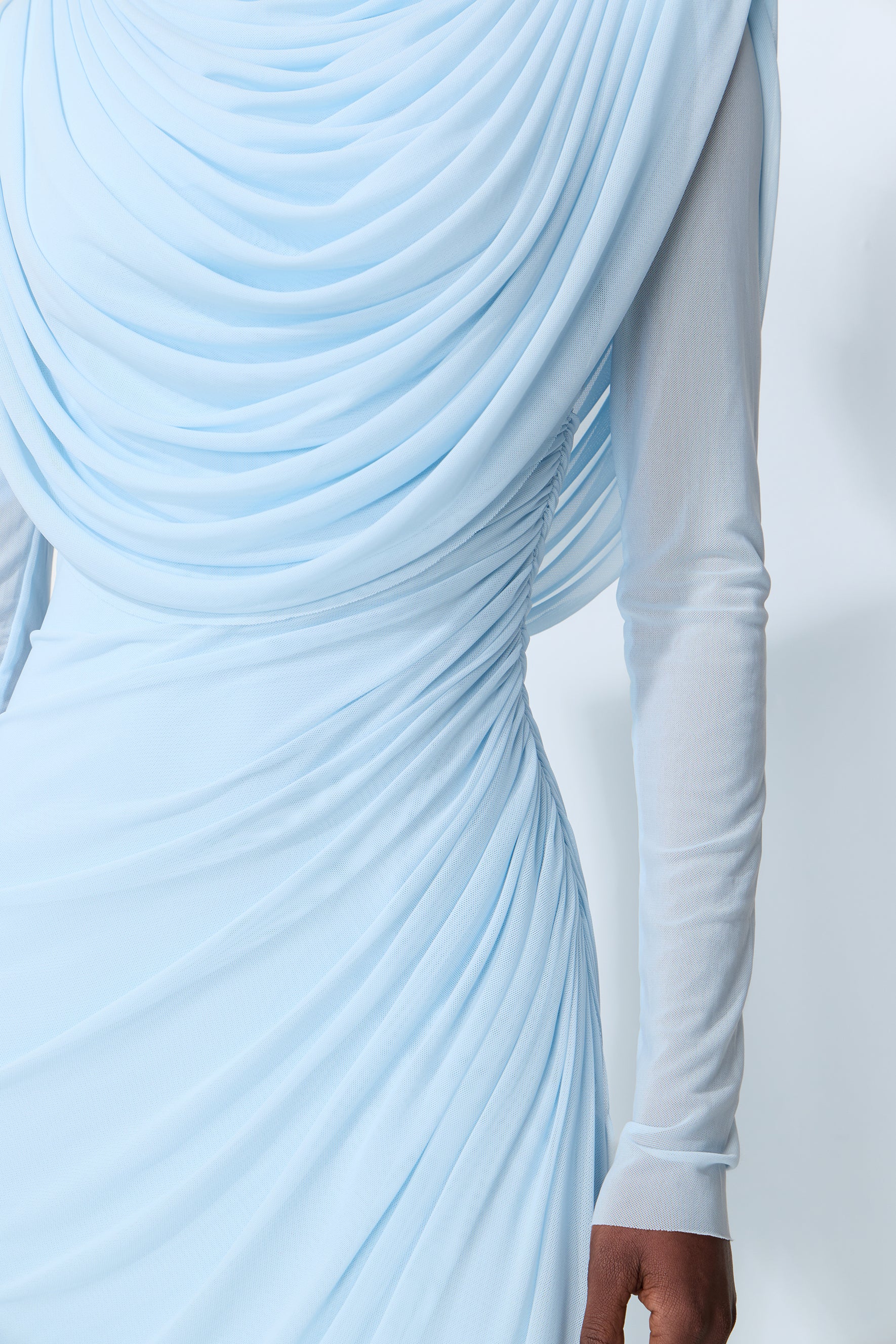 One Last Dance Blue Cowl Neck Long Sleeve Maxi Dress