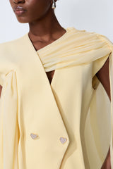 Iconic Glow Yellow Asymmetrical Draped Top & Wide Leg Pants Set