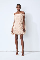 Darling Mood Apricot Off Shoulder Bubble Mini Dress