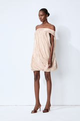 Darling Mood Apricot Off Shoulder Bubble Mini Dress