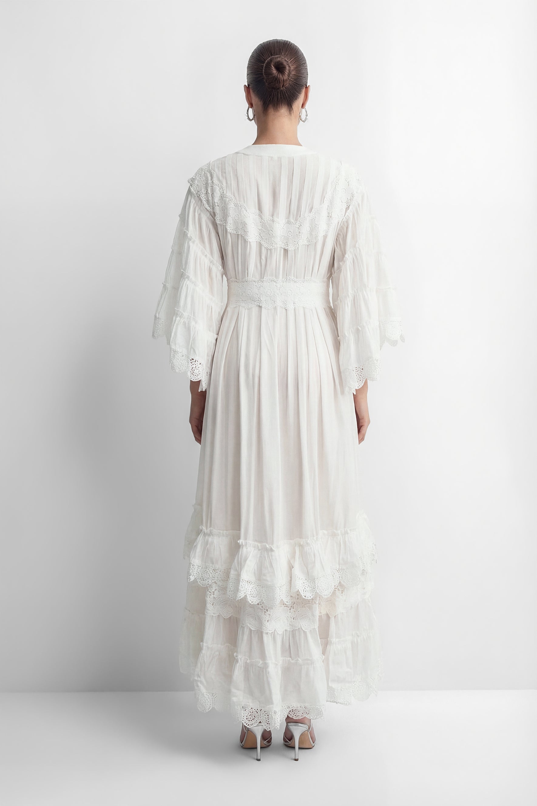 Own Your Power White V-Neck Ruffled Sleeve Maxi Dress