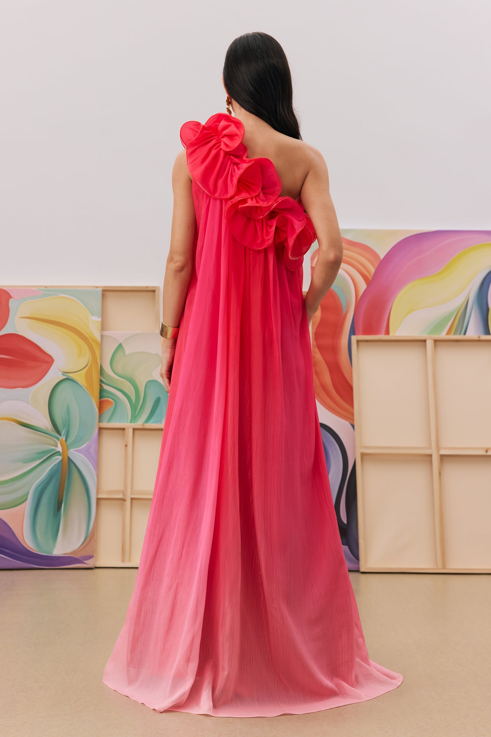 Fiona One Shoulder Gradient Maxi Dress