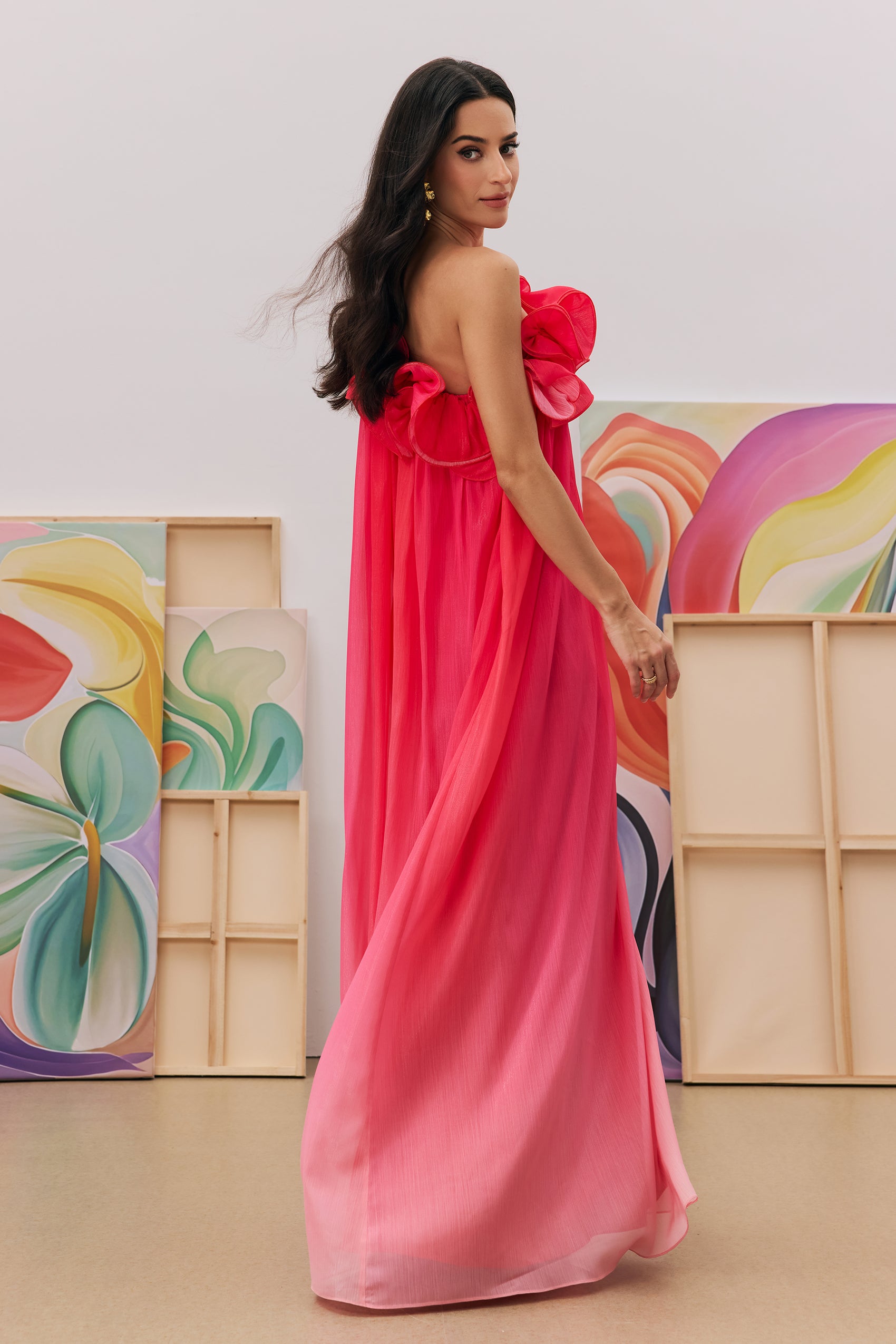 Fiona One Shoulder Gradient Maxi Dress