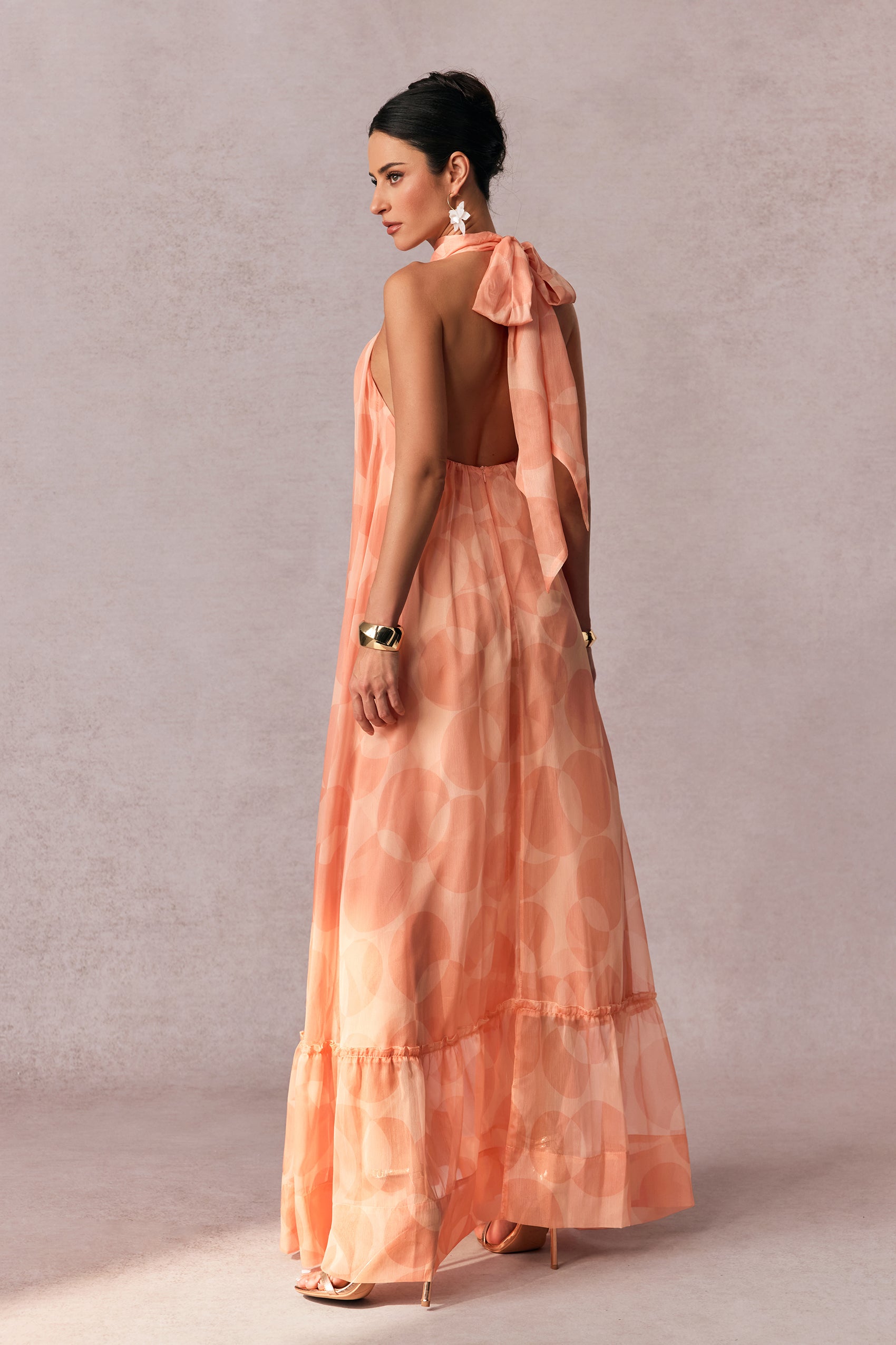 Stephanie Printed Halter Neck Maxi Dress