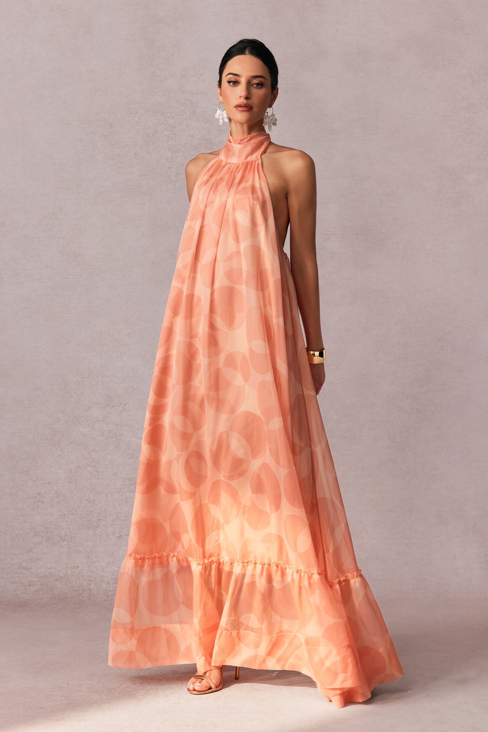 Stephanie Printed Halter Neck Maxi Dress