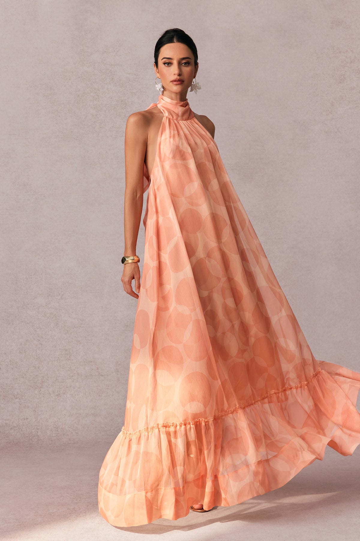 Stephanie Printed Halter Neck Maxi Dress
