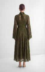 The Best Gift Olive Green Bell Sleeve Lace Maxi Dress