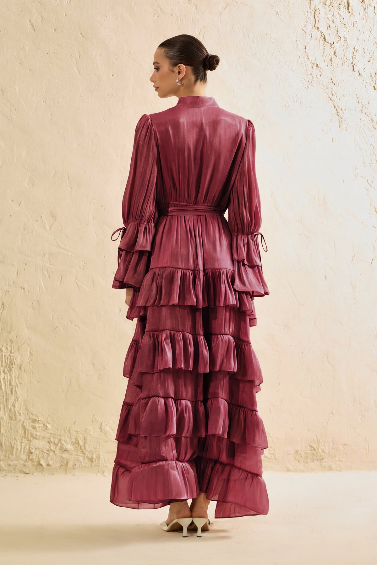 Signature Lady Dark Pink Tiered Ruffle Maxi Dress