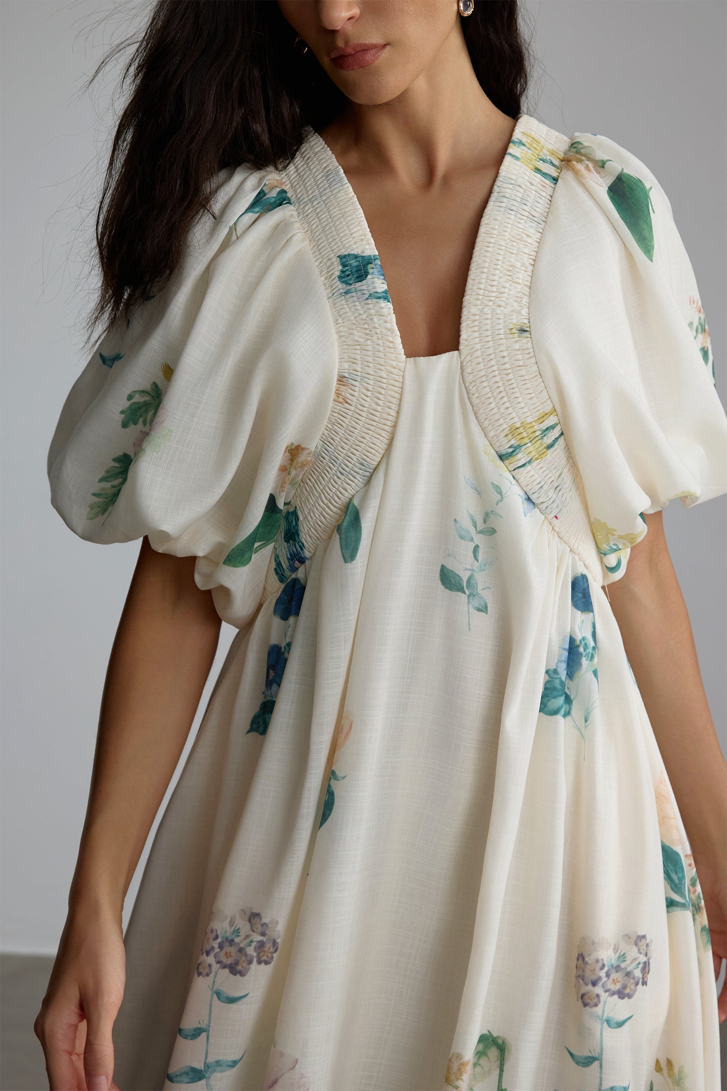 Maura Floral Print Puff Sleeve Maxi Dress