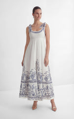 Garden Explorer White Printed Bow Strap Maxi Dress