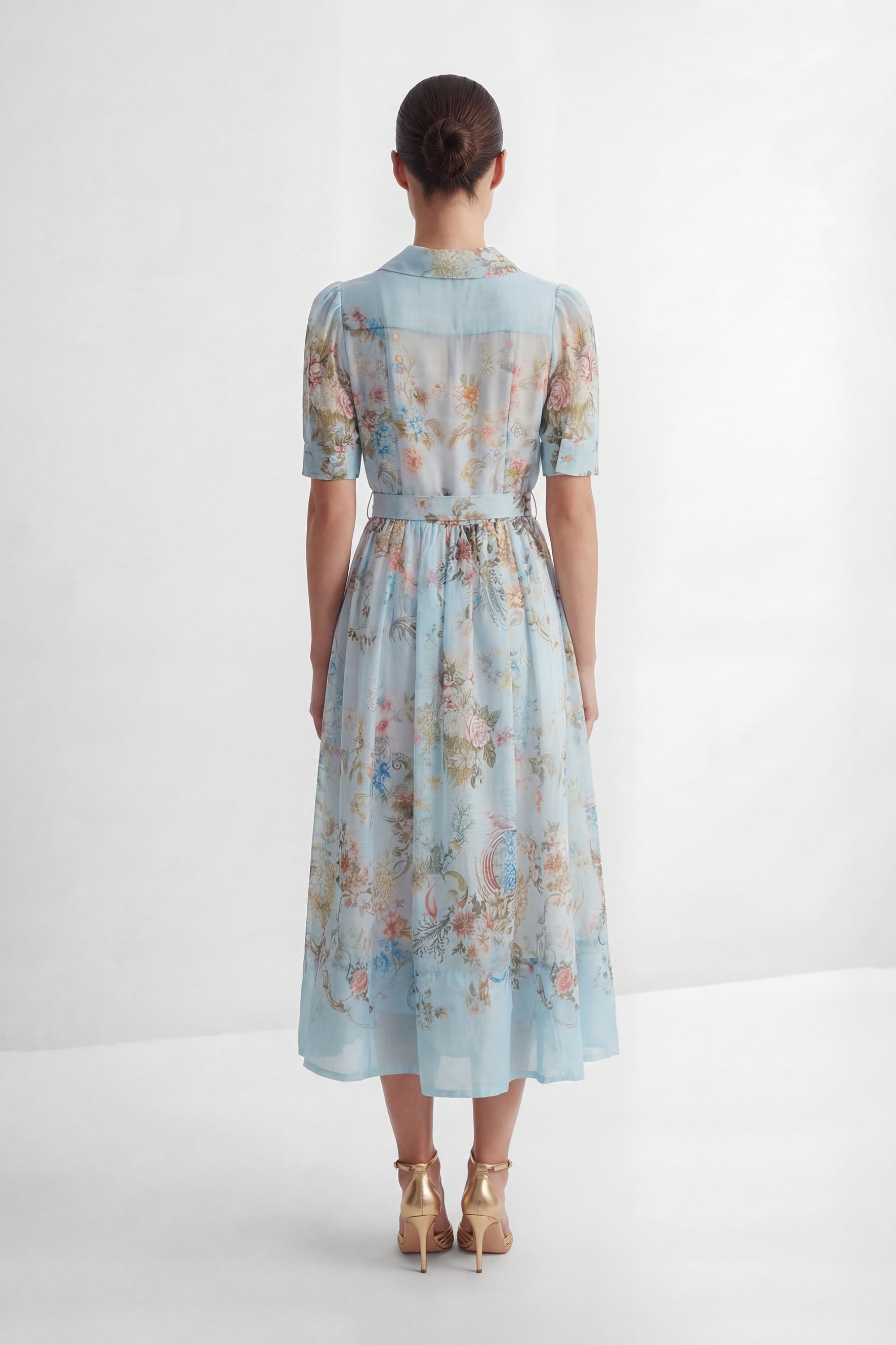 Garden Girl Moment Blue Floral Print Short Sleeve Maxi Dress
