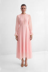 Sprinkle Of Sass Pink Rhinestone Belt Ruffled Maxi Dress