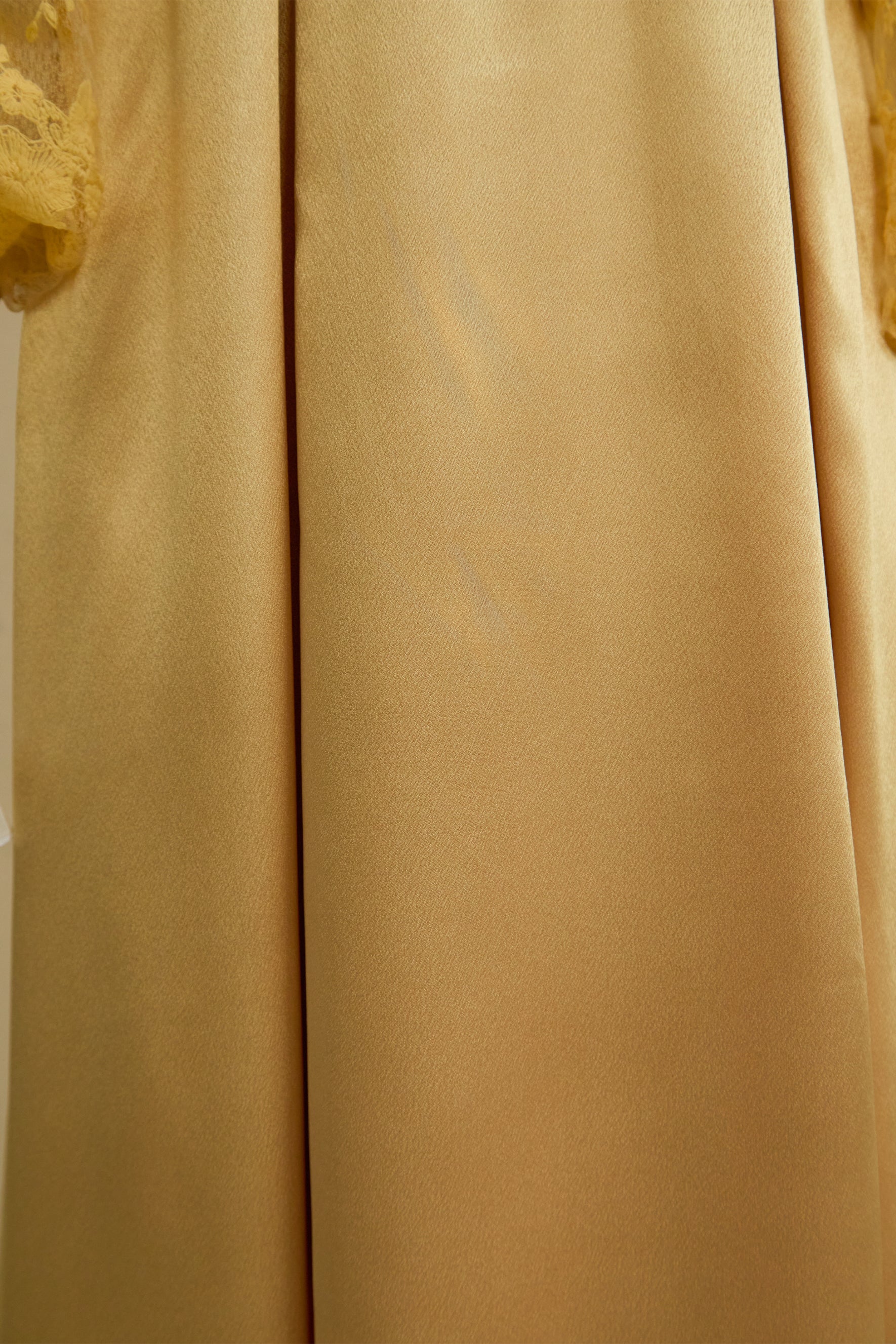 Perfectly Flirtatious Yellow Sheer Lace Sleeve Maxi Dress