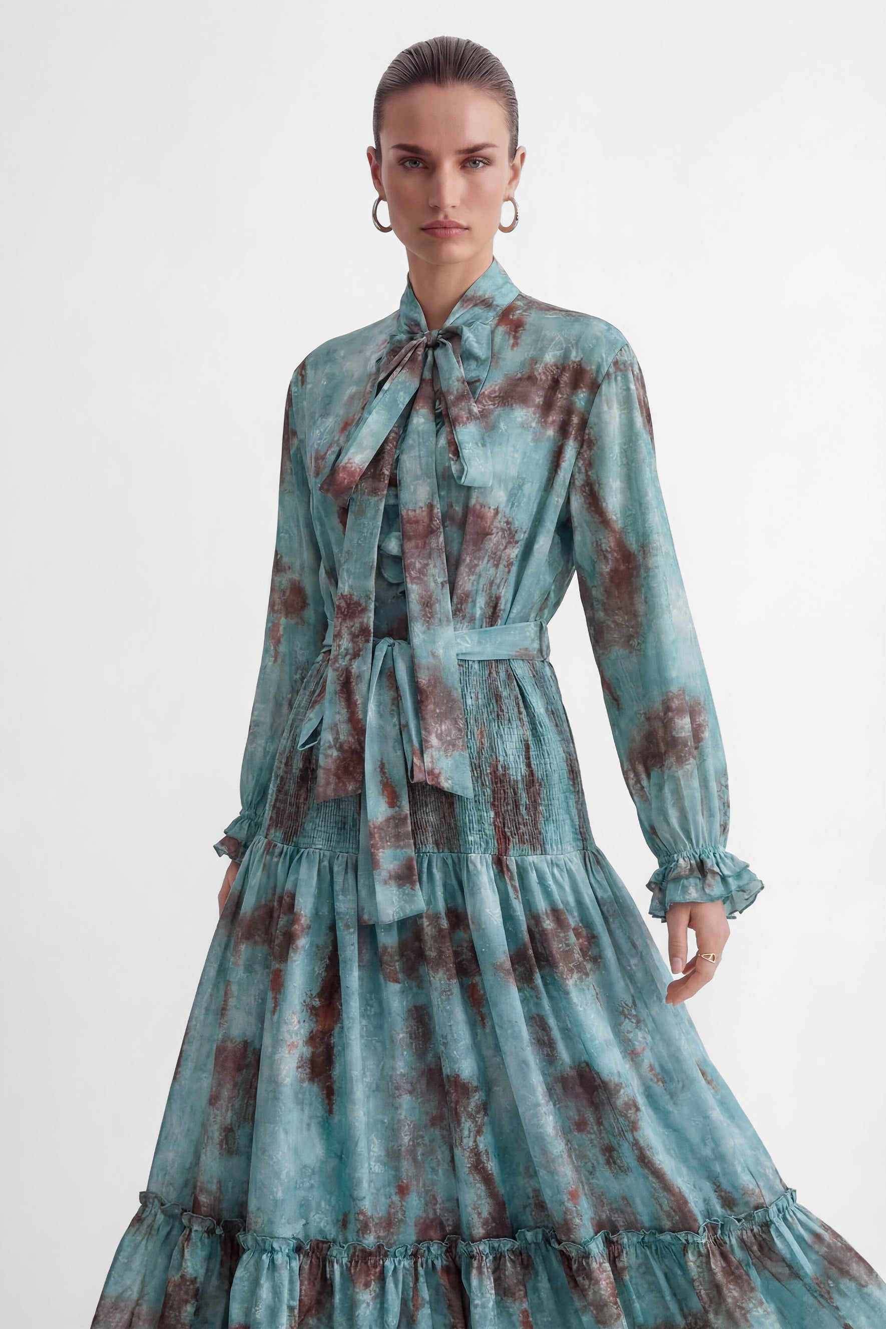 Found Your Love Teal Printed Tiered Ruffle Maxi Dress