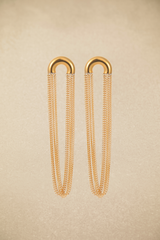 Arc Shape Dangling Tassel Earrings
