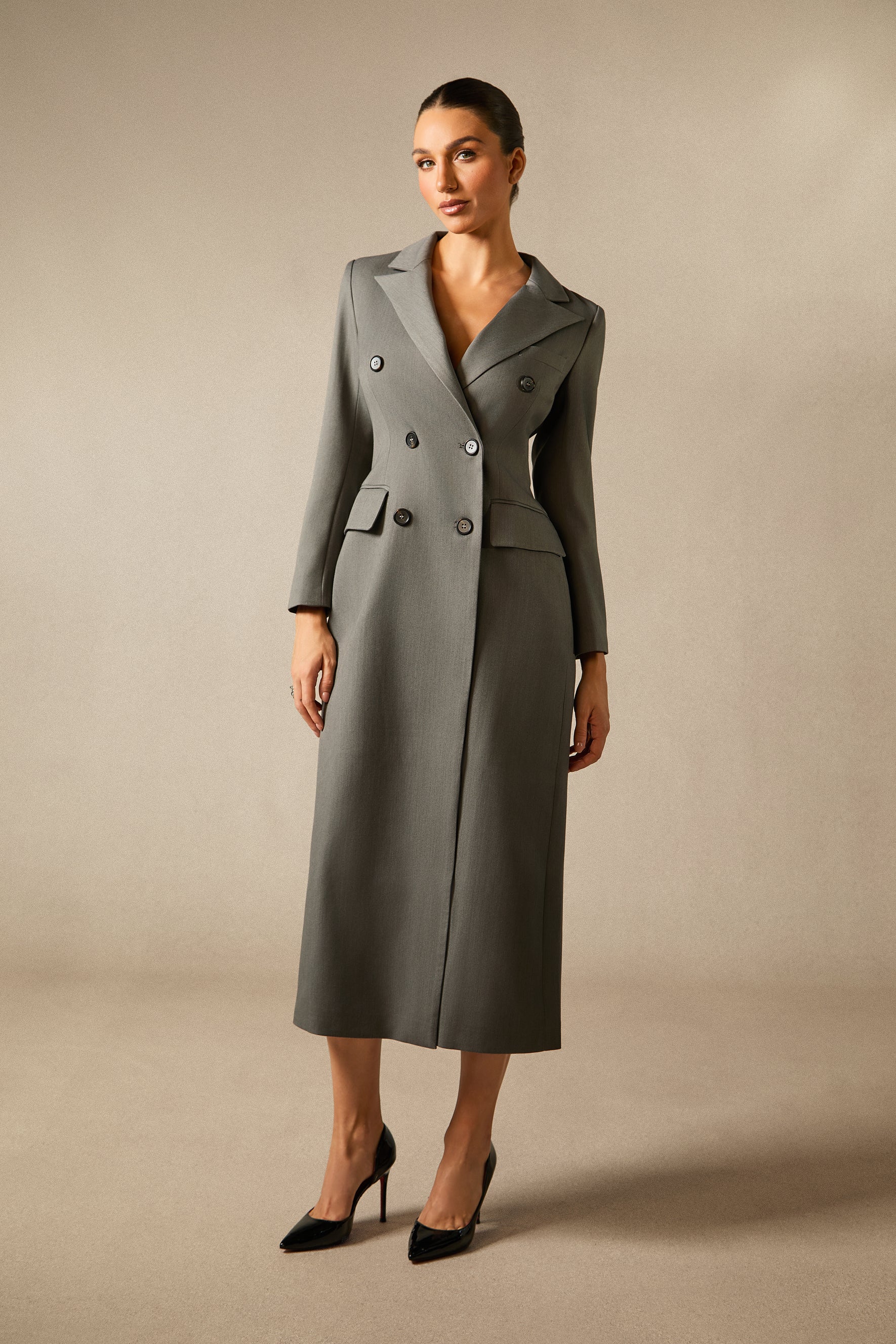 Khloe Double Breasted Peak Lapel Coat