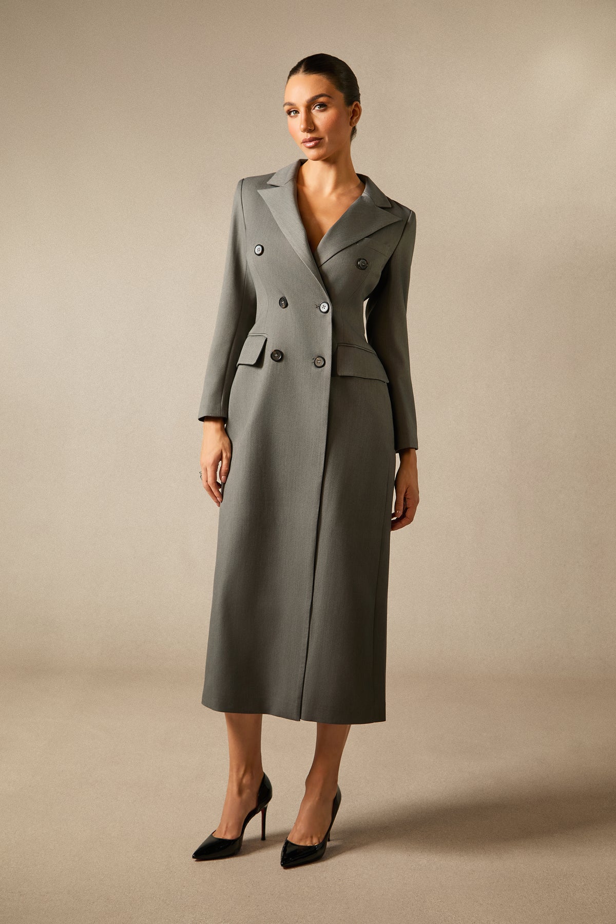 Khloe Double Breasted Peak Lapel Coat