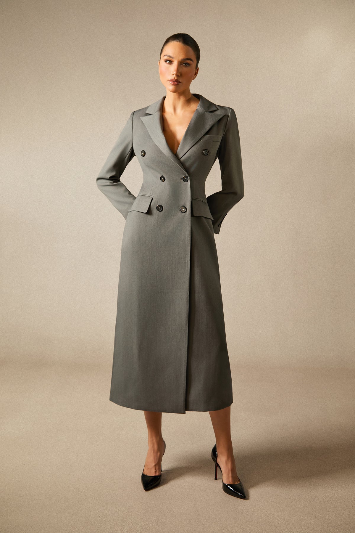 Khloe Double Breasted Peak Lapel Coat