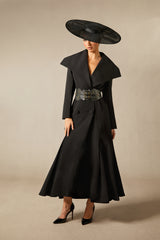 Gabrielle Wide Lapel Double Breasted Coat with Belt
