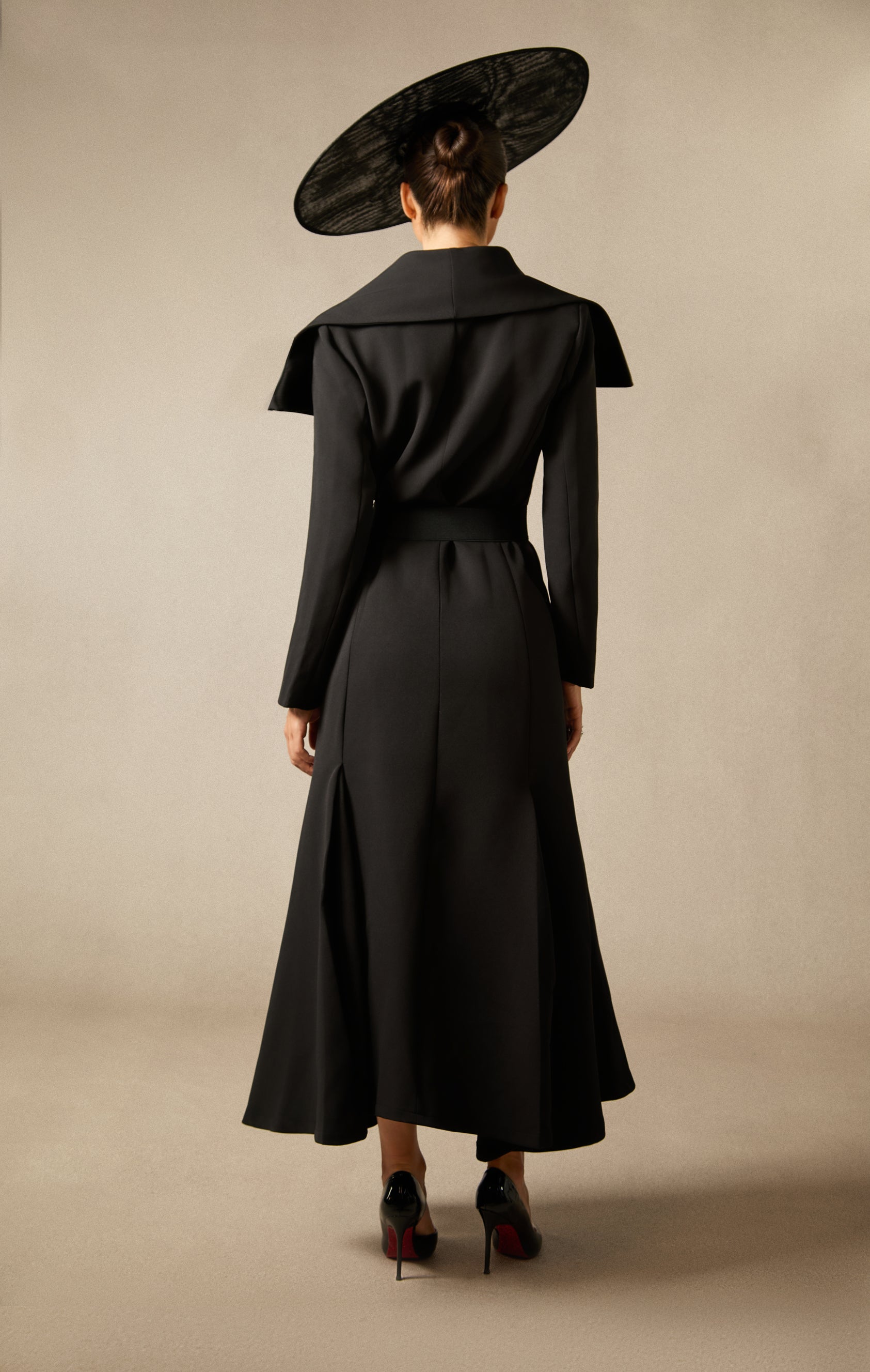 Gabrielle Wide Lapel Double Breasted Coat with Belt
