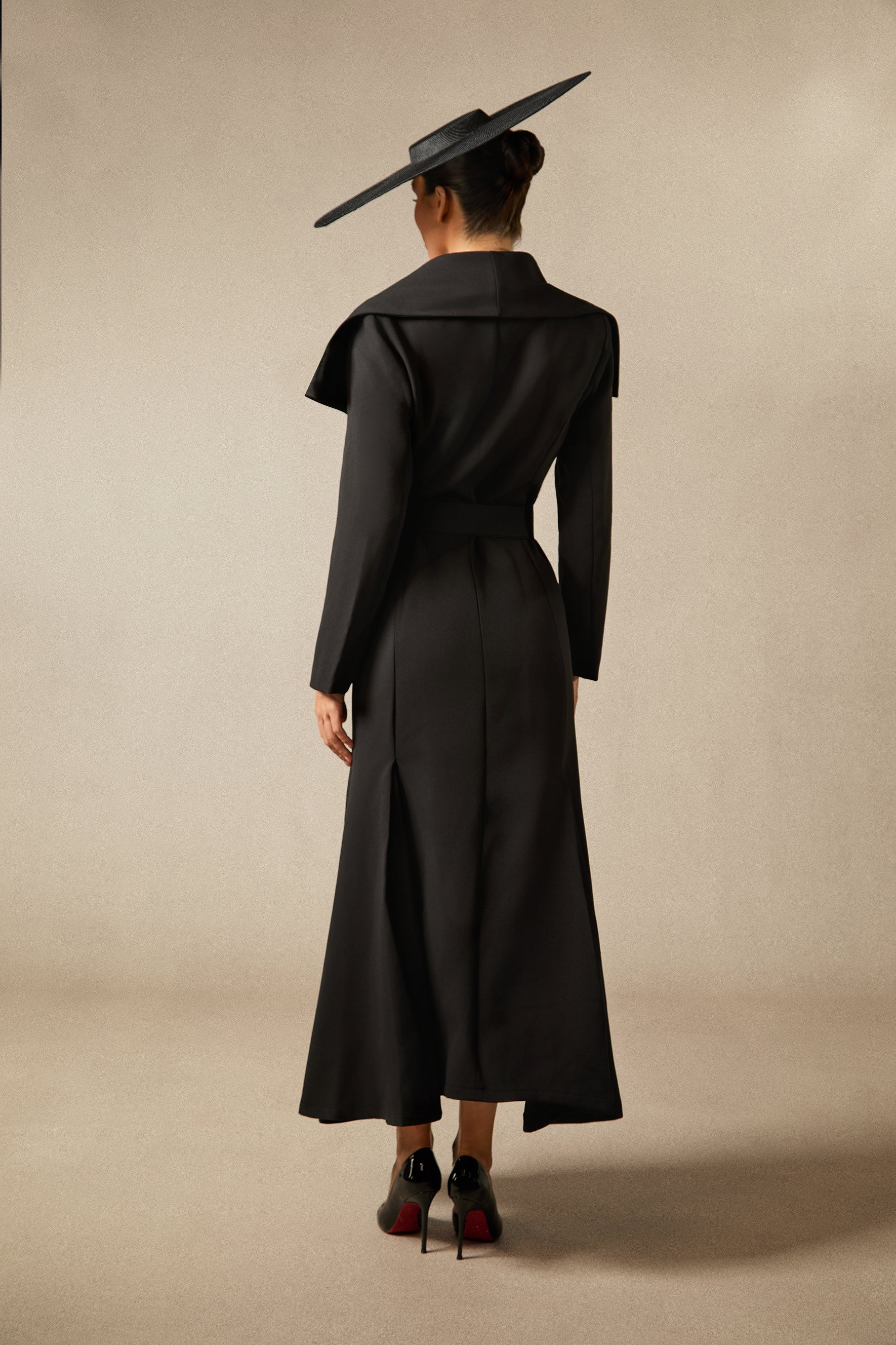 Gabrielle Wide Lapel Double Breasted Coat with Belt
