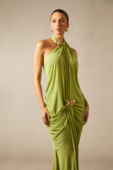 Sabrina Butterfly Embellished Draped Maxi Dress