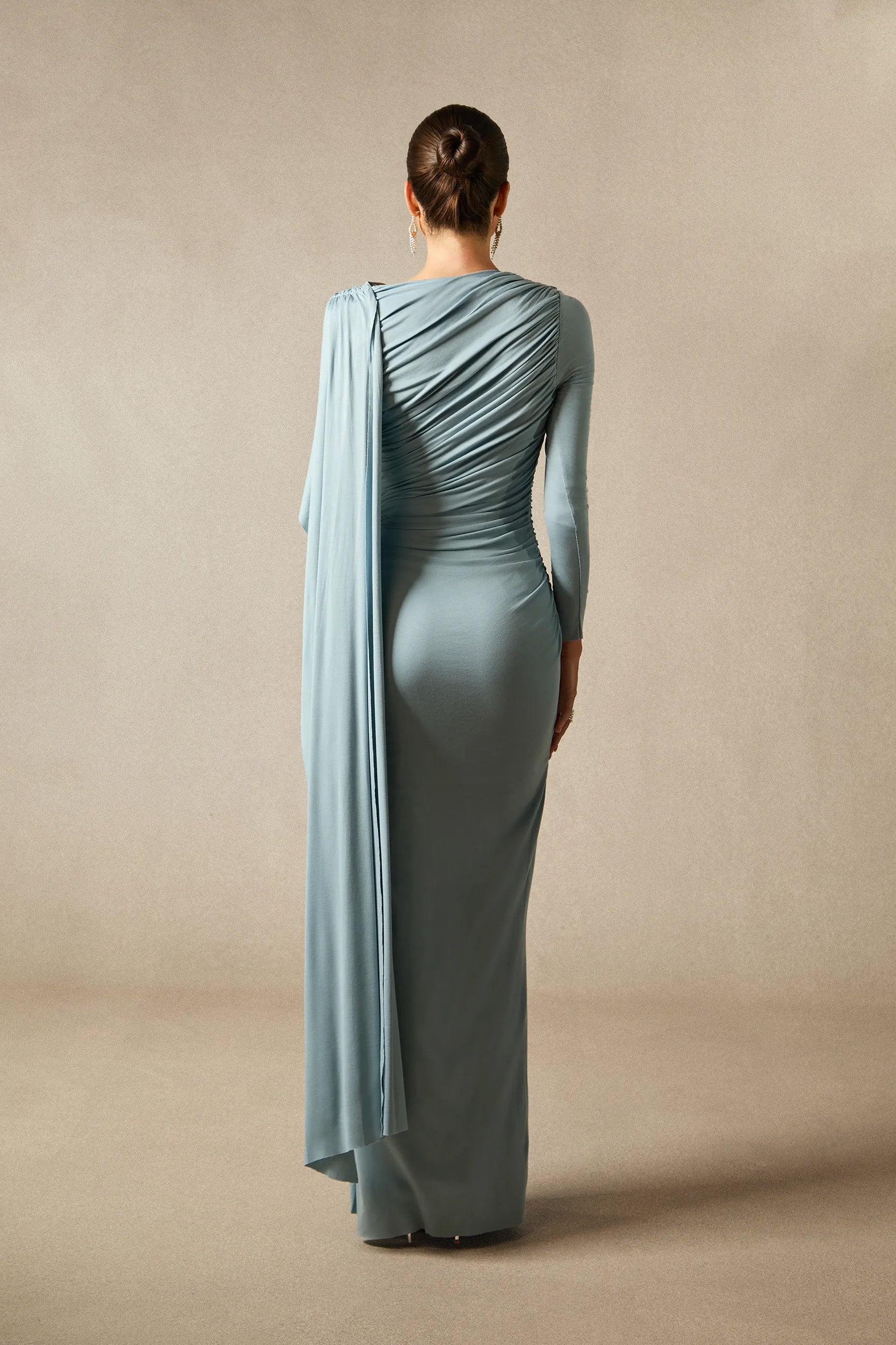 Elsie Long Sleeve Cape Detail Maxi Dress