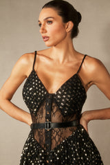 Andrea V-neck Semi-sheer Chiffon Maxi Dress