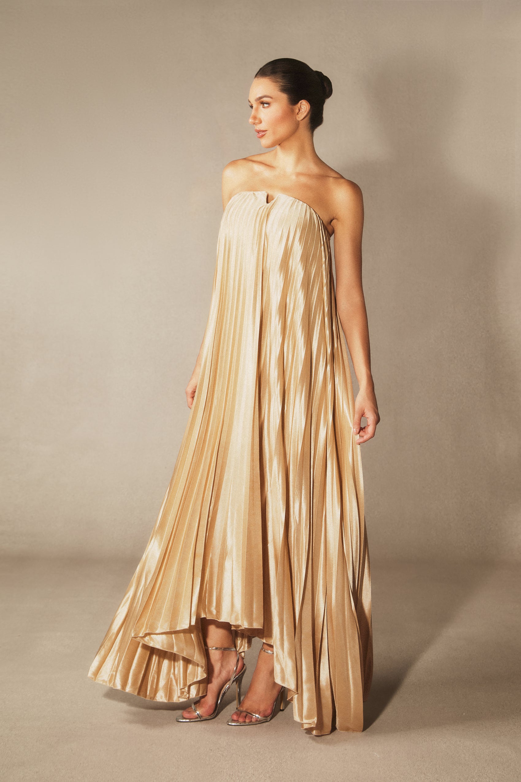 Louisa Strapless Pleated Maxi Dress