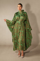 Leona Pleated Bodice Cape Sleeve Maxi Dress