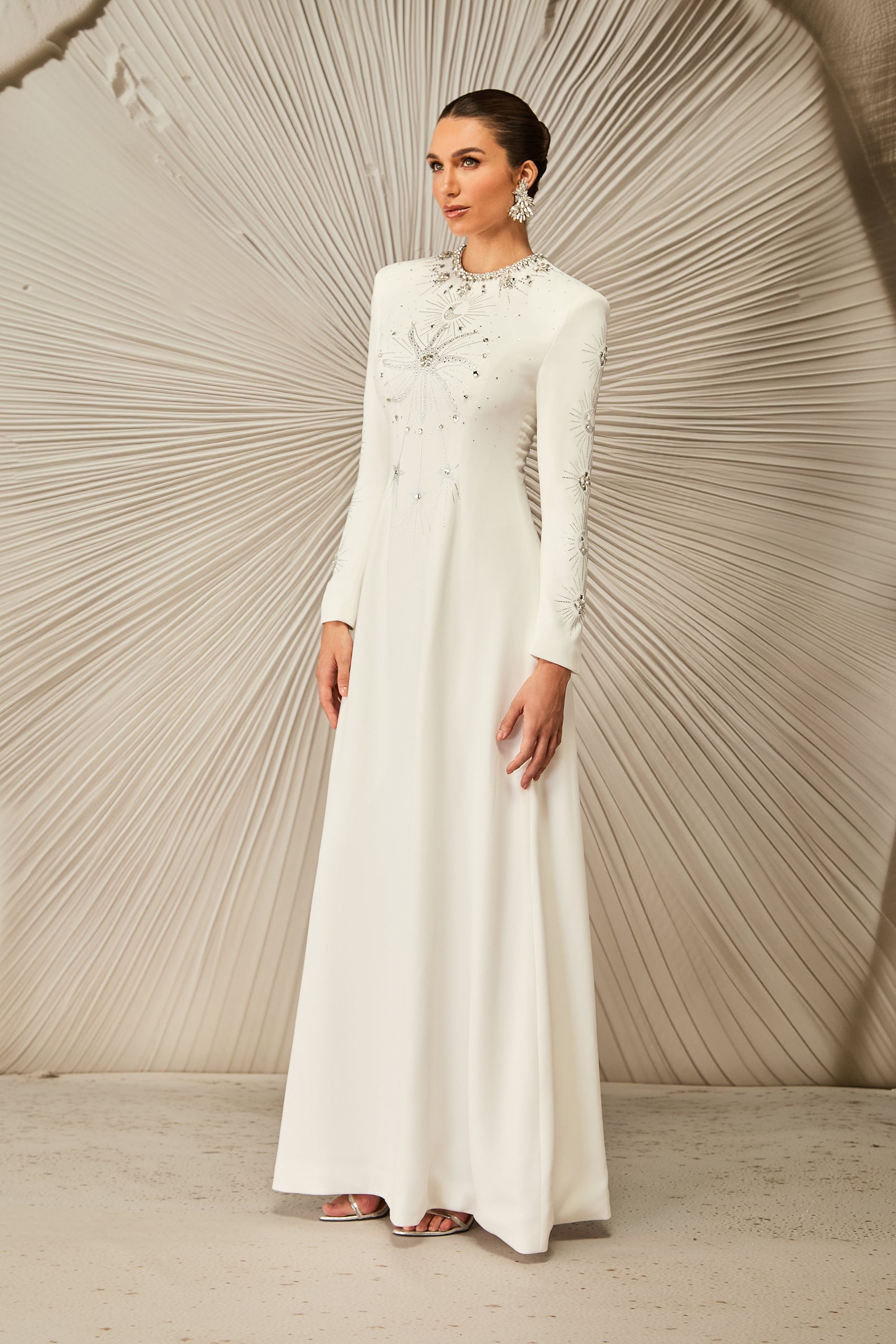 Ramona Crystal Embellished Round Neck Maxi Dress