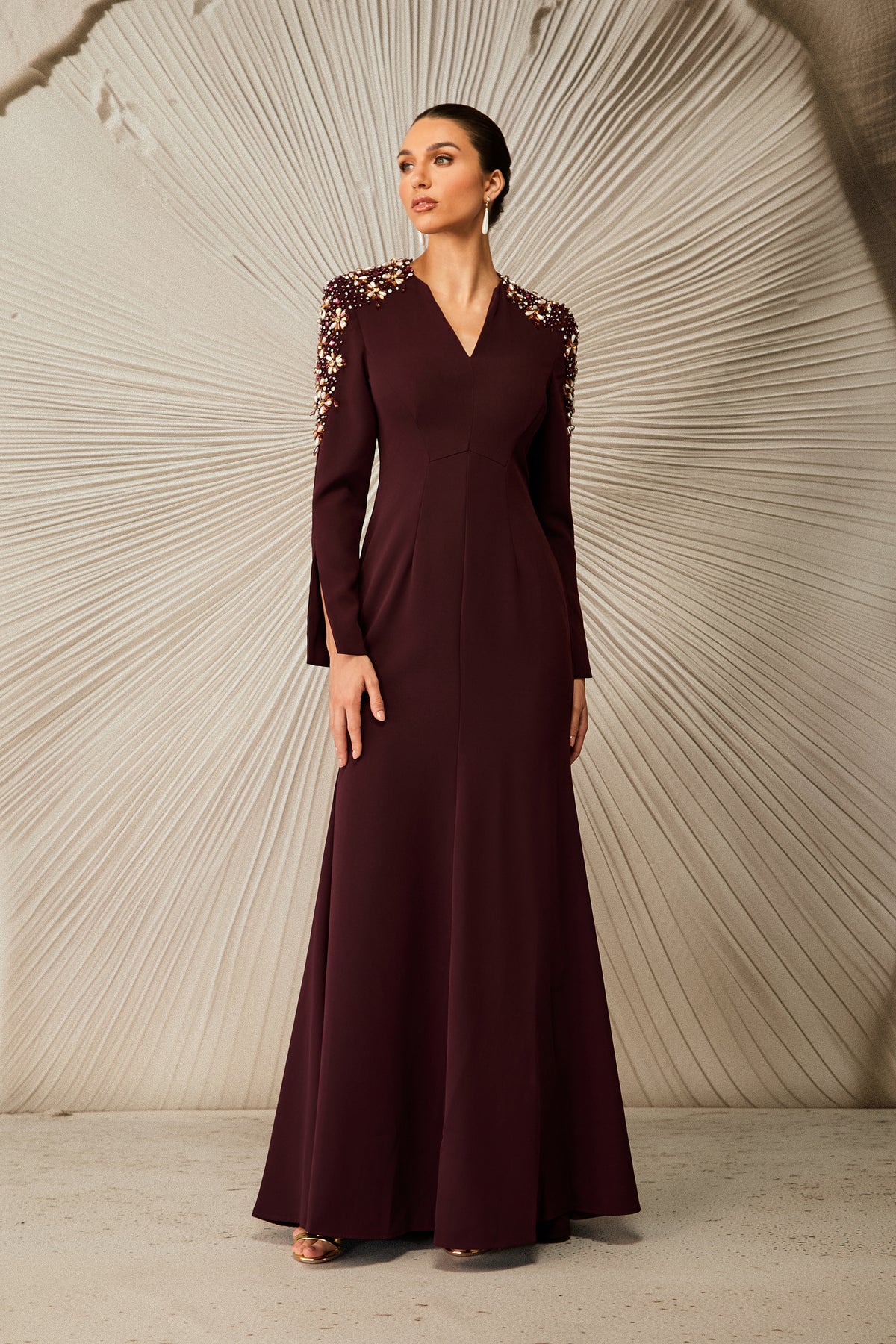 Abigail Embellished V-Neck Maxi Dress